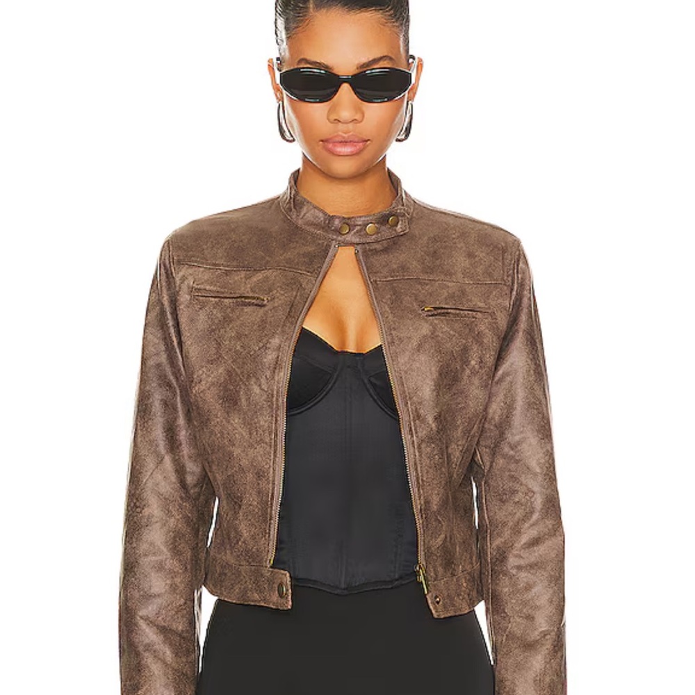 LIONESS-Bella Moto Jacket in Chocolate. Size XL